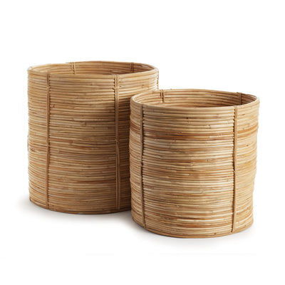 Cane Rattan Round Tree Baskets- Set of 2