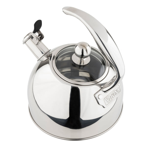 Viking Stainless Steel 2.6 Quart Whistling Tea Kettle - Red