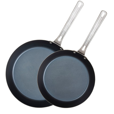 Blue Carbon Steel 2-Piece Fry Pan Set