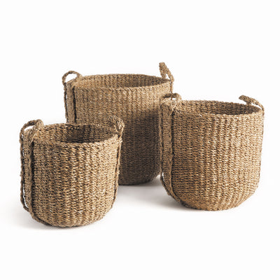 Seagrass Round Drum Baskets- Set of 3