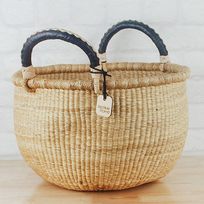 Large Natural Bolga Basket with Handles