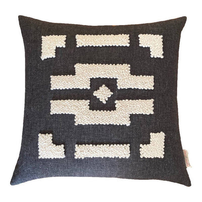 Ndebele Natural/Charcoal Pillow Cover 20" Square