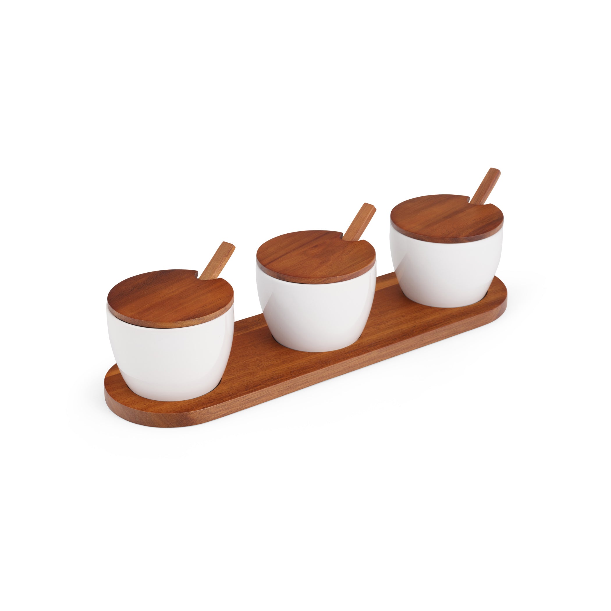 Duets Triple Condiment Server with Lids & Spoons – Everlastly