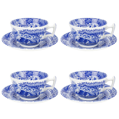 Spode Blue Italian Teacup & Saucer - Set of 4