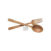 Oak Wood 2-Piece Spoon & Fork Set