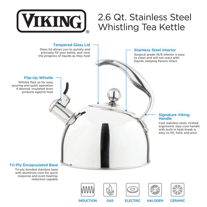 Viking 2.6-Quart Stainless Steel Tea Kettle