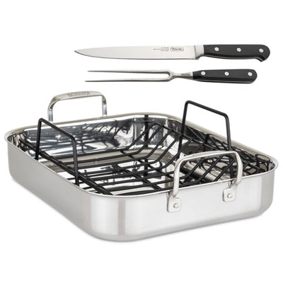 Stainless Steel 3-Ply Roasting Pan with Rack & Carving Set