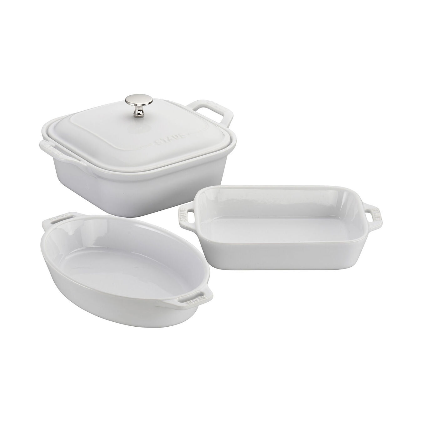 Ceramic 4-Piece Baking Dish Set - White