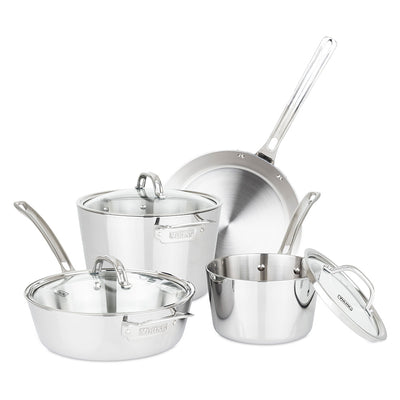 Contemporary Stainless Steel 7-Piece Cookware Set