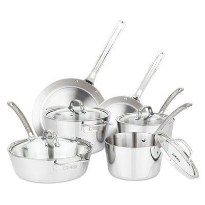 Contemporary Stainless Steel 10-Piece Cookware Set