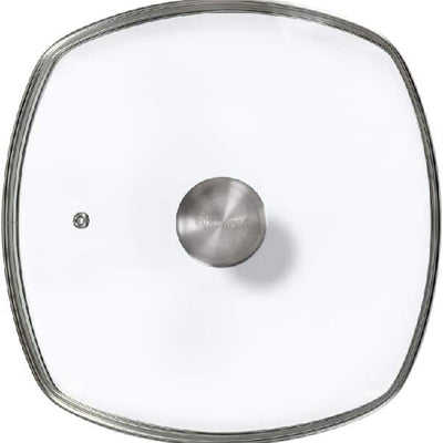 Square Glass Lid with Stainless Steel Knob