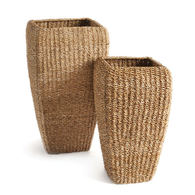 Seagrass Tall Square Planter- Set of 2