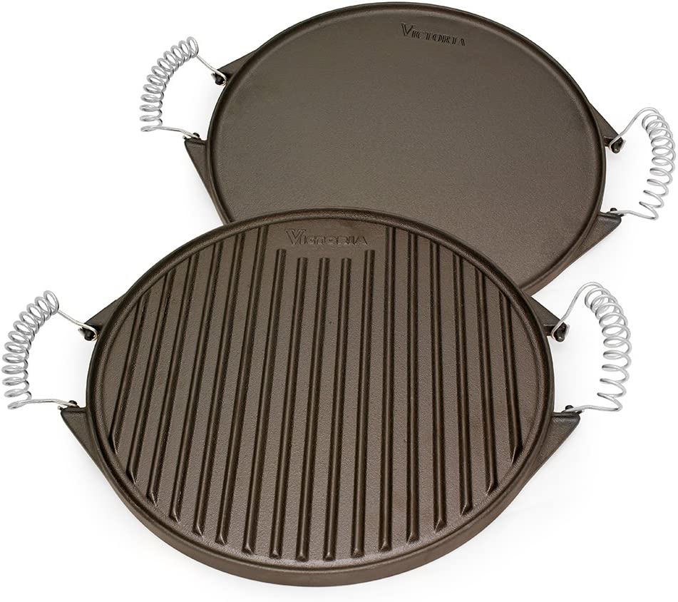 Cast Iron Round Reversible Griddle with Wire Handles – Everlastly