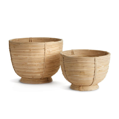 Cane Rattan Decorative Footed Bowls- Set of 2
