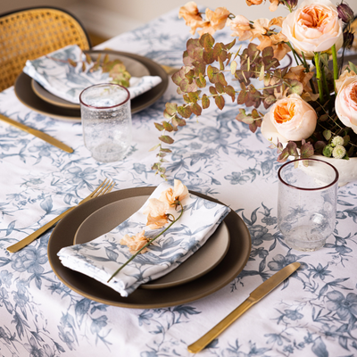 Chinoiserie 100% Organic Cotton Tablecloth