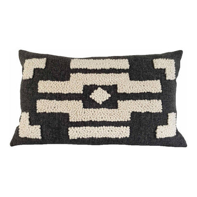 Ndebele Natural/Charcoal Pillow Cover 12" x 20"