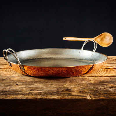 Copper Serving & Cooking Pan with Stainless Steel Handles
