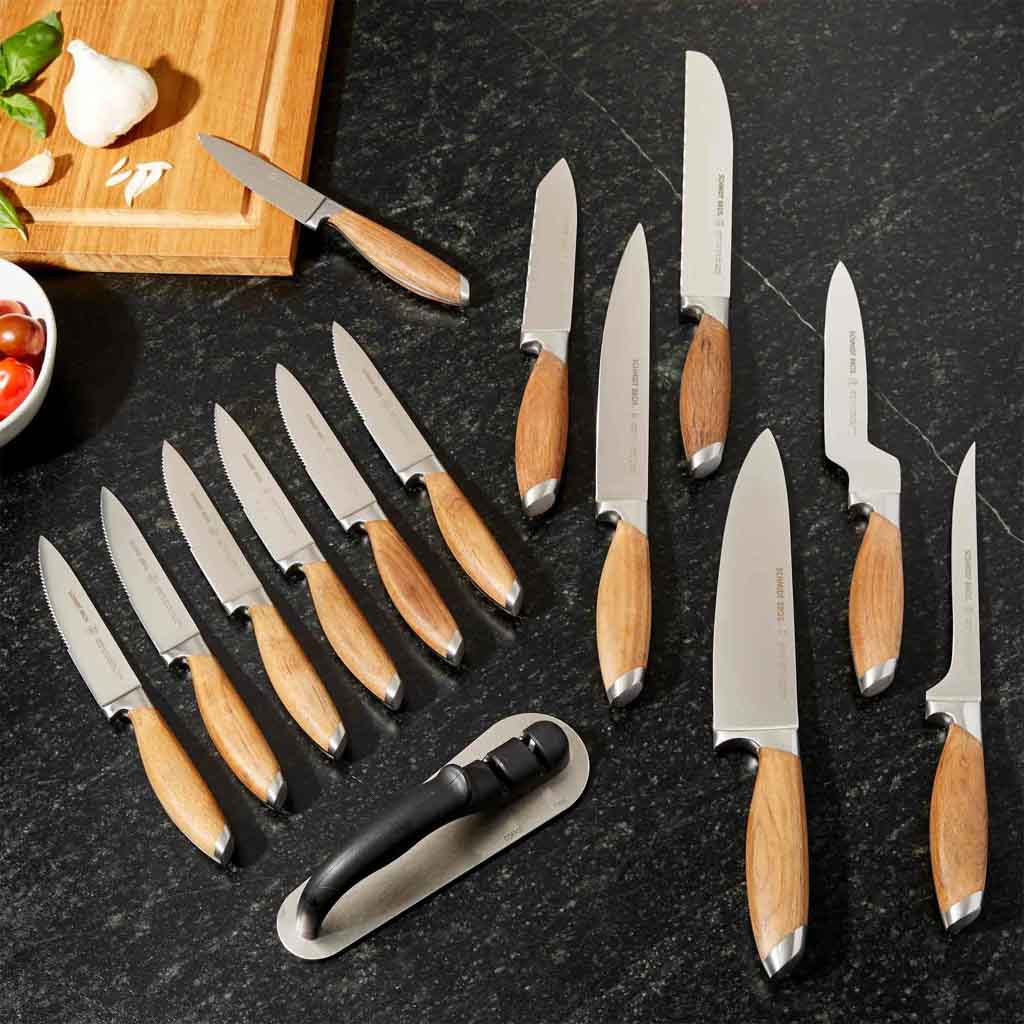  Knife Set, 15 Pieces Kitchen Knife Block Set with