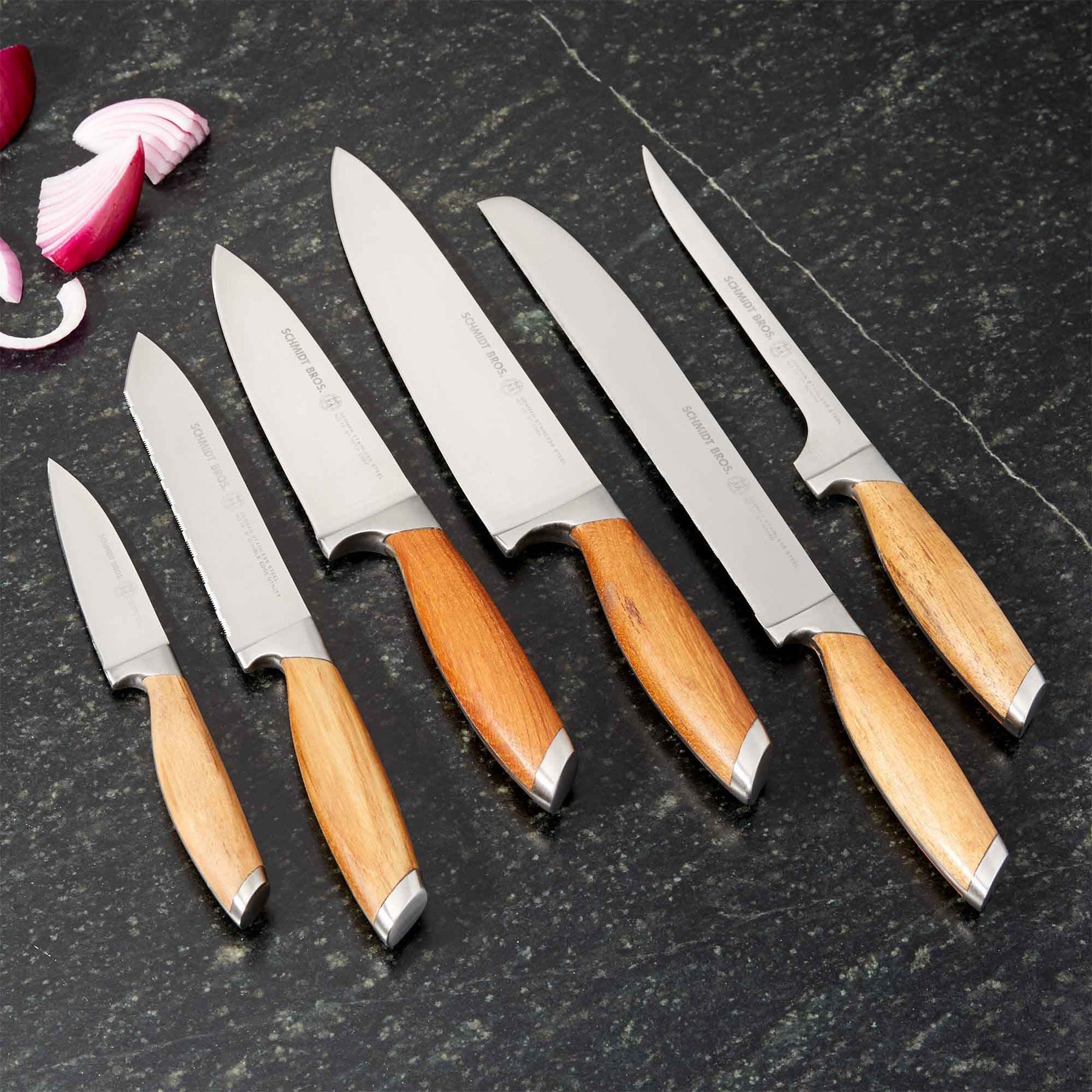 Schmidt Brothers Cutlery Bonded Ash 7-Piece Knife Block Set