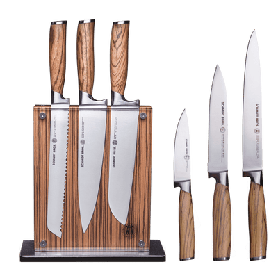 Zebra Wood 7-Piece Knife Block Set
